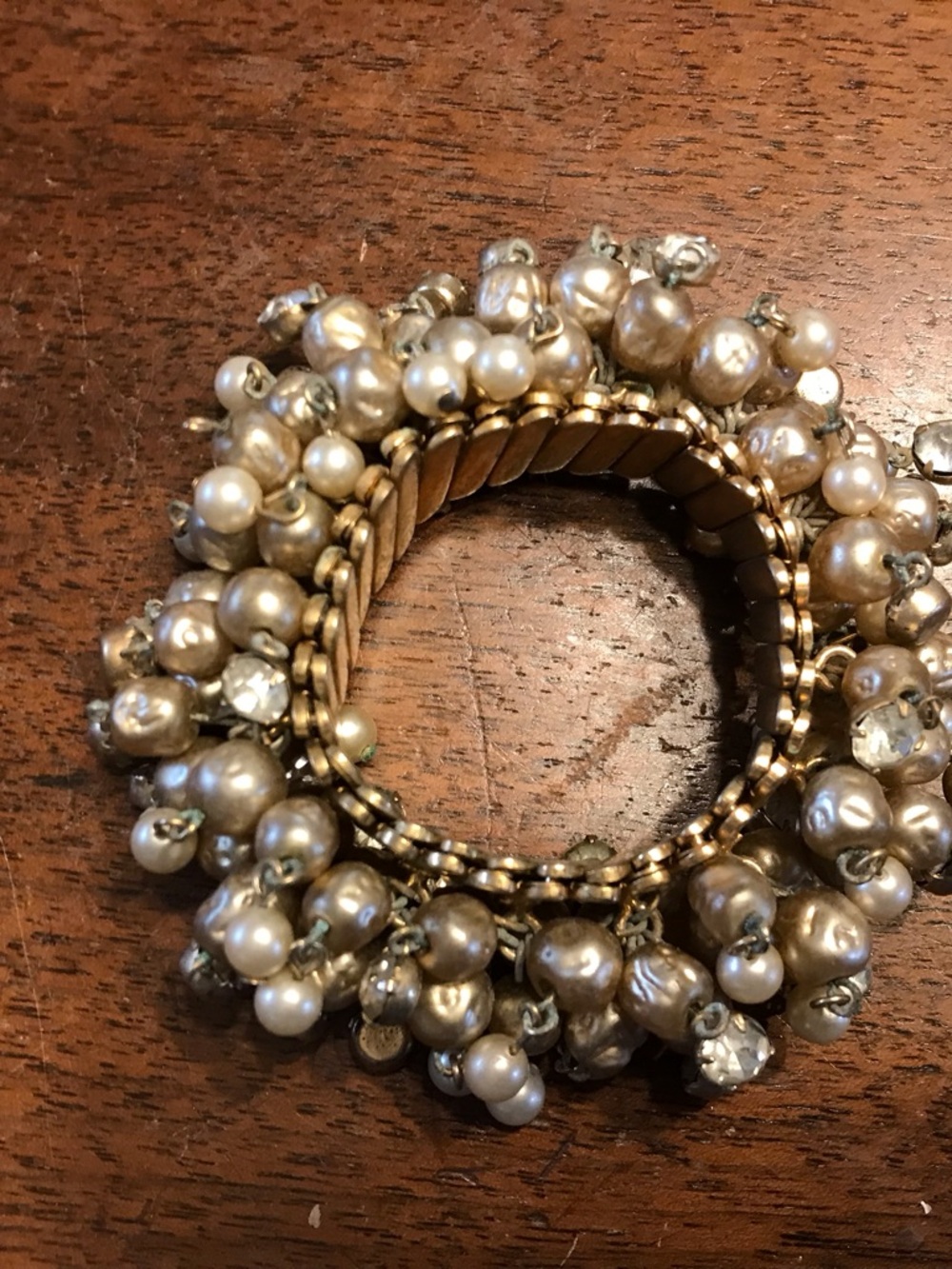Fun Faux Pearl Cluster Cha Cha Bracelet